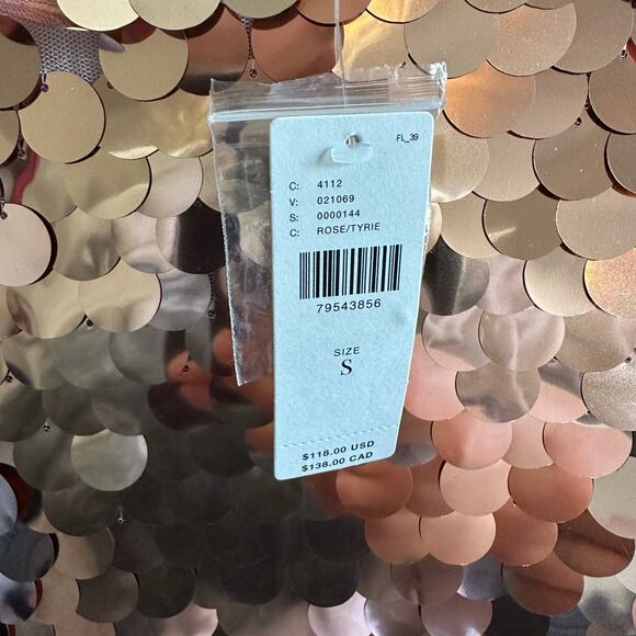 Eva Franco Anthropologie Sallia Sequin Rose Gold Tee NWT Size Small - Picture 7 of 16